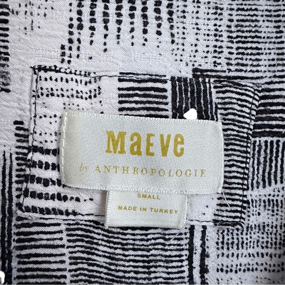 Maeve by Anthropologie Women S Dress Black White Geometric Print Modest Boho - Picture 5 of 11
